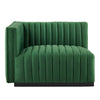 Modway Conjure Channel Tufted Upholstered Performance Velvet Sectional Sofa Left-Arm Chair in Black Emerald MDY-EEI-5490-BLK-EME