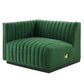 Modway Conjure Channel Tufted Upholstered Performance Velvet Sectional Sofa Left-Arm Chair in Black Emerald