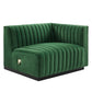 Modway Conjure Channel Tufted Upholstered Performance Velvet Sectional Sofa Right-Arm Chair in Black Emerald