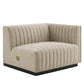 Modway Conjure Channel Tufted Fabric Upholstered Sectional Sofa Right-Arm Chair in BlackBeige