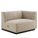 Modway Conjure Channel Tufted Fabric Upholstered Sectional Sofa Right-Arm Chair in BlackBeige
