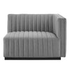 Modway Conjure Channel Tufted Fabric Upholstered Sectional Sofa Right-Arm Chair in Black Light Gray MDY-EEI-5493-BLK-LGR