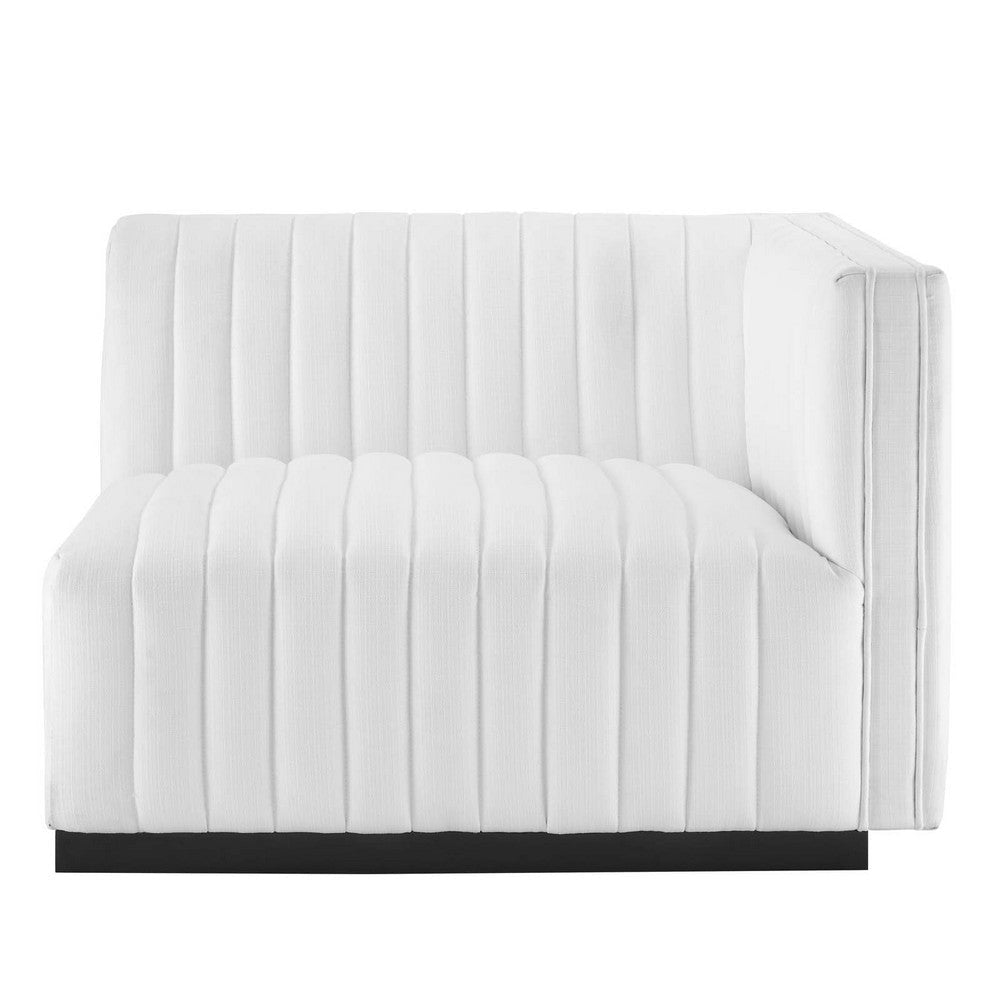 Modway Conjure Channel Tufted Fabric Upholstered Sectional Sofa Right-Arm Chair in Black White MDY-EEI-5493-BLK-WHI