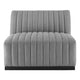 Conjure Channel Tufted Upholstered Fabric Armless Chair by Modway| Gray
