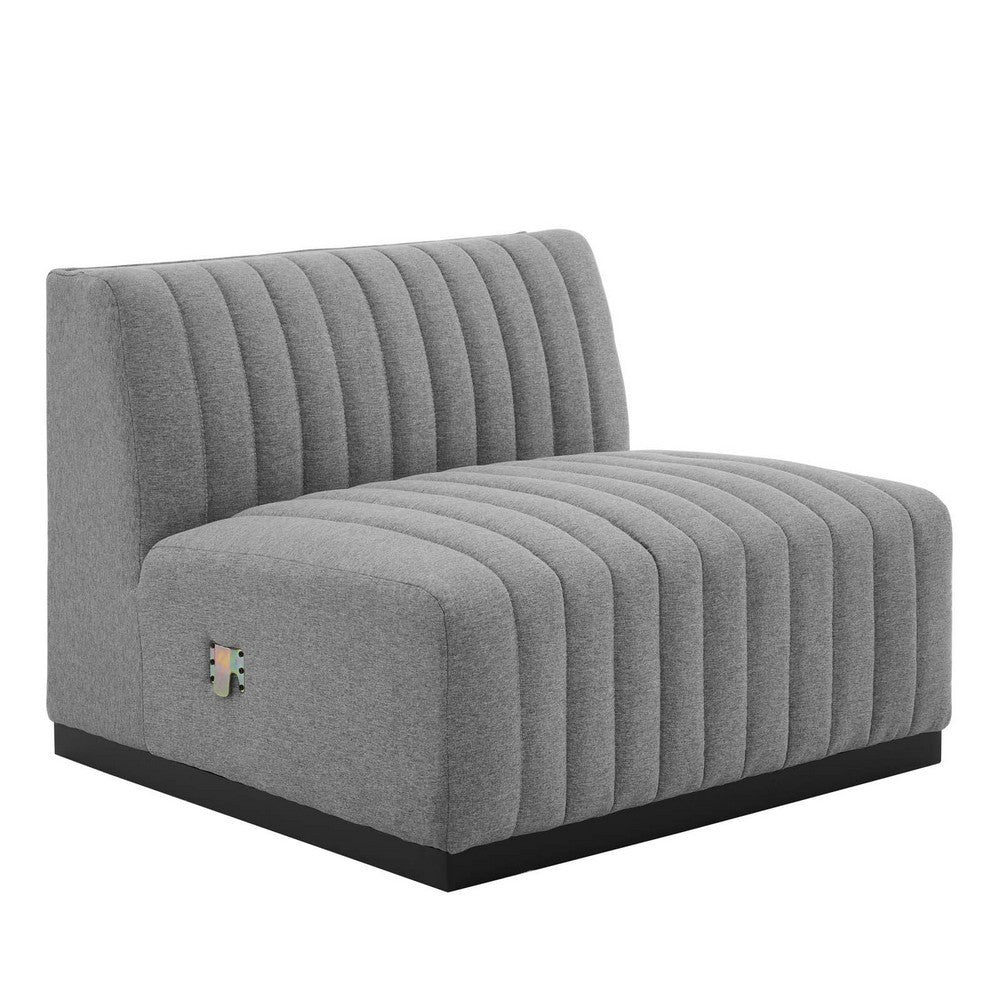 Conjure Channel Tufted Upholstered Fabric Armless Chair by Modway| Gray