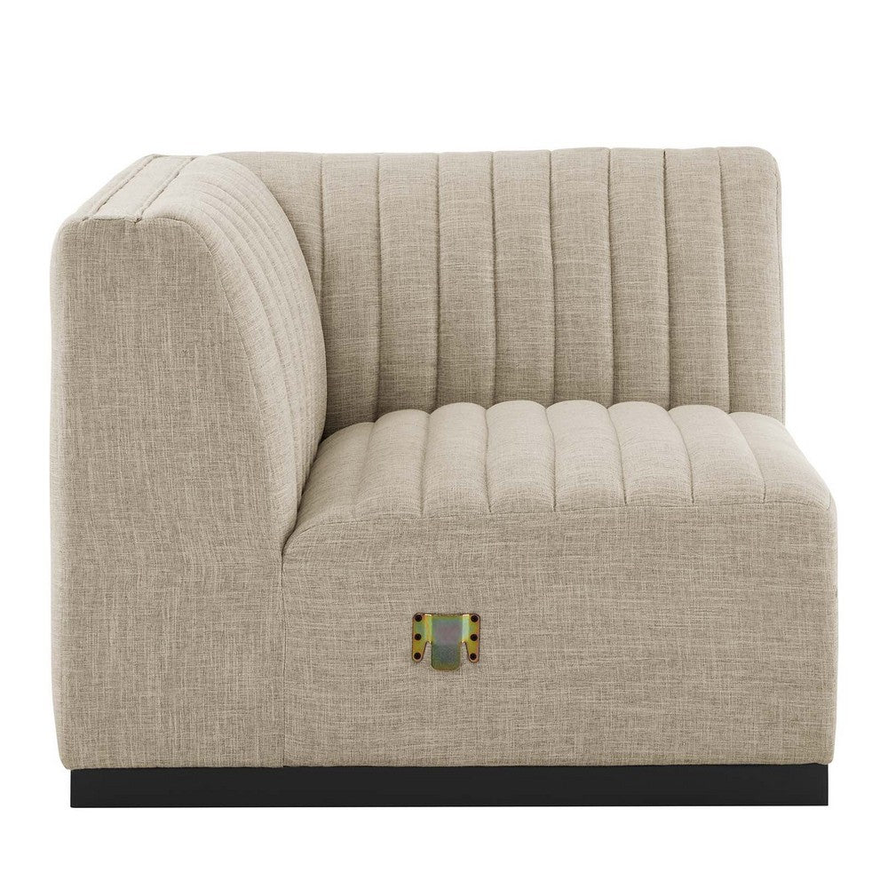 Conjure Channel Tufted Upholstered Fabric Left Corner Chair by Modway| Brown