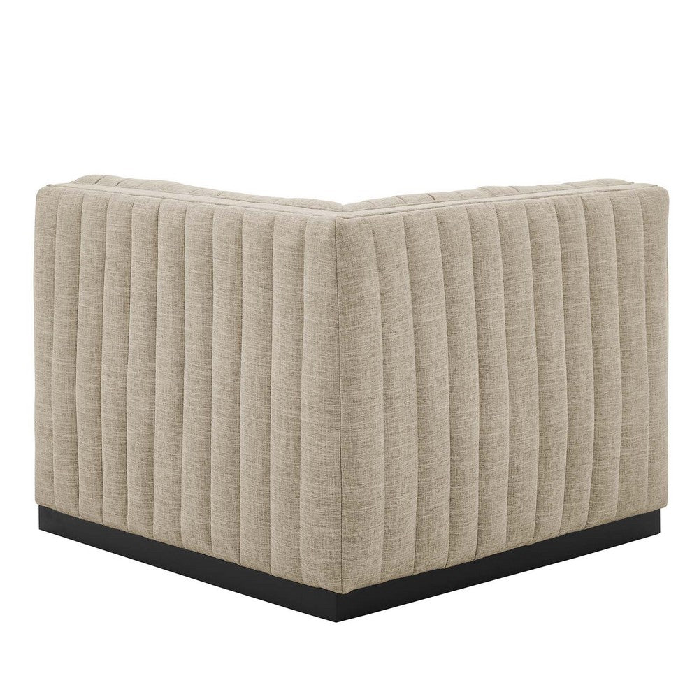 Conjure Channel Tufted Upholstered Fabric Left Corner Chair by Modway| Brown
