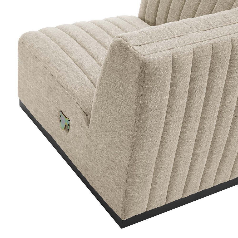 Conjure Channel Tufted Upholstered Fabric Left Corner Chair by Modway| Brown