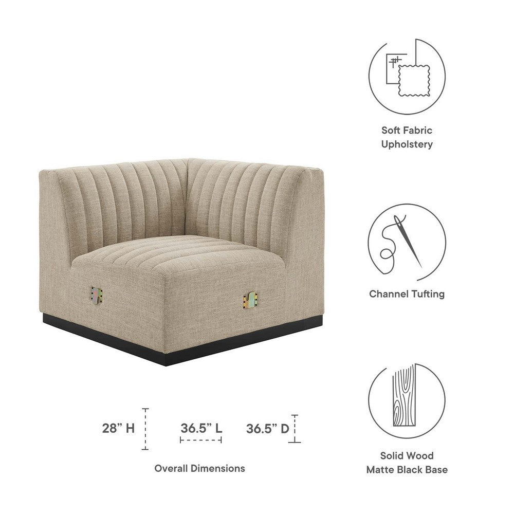 Conjure Channel Tufted Upholstered Fabric Left Corner Chair by Modway| Brown