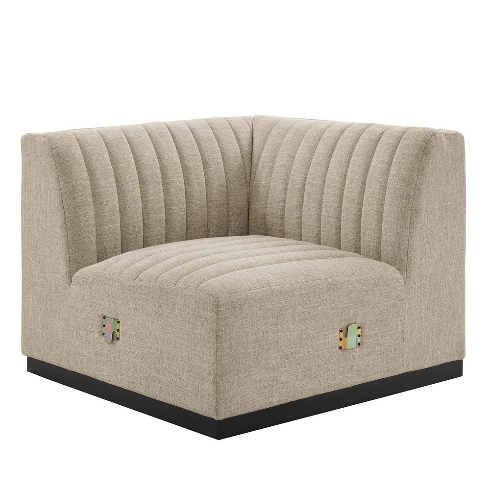 Conjure Channel Tufted Upholstered Fabric Left Corner Chair by Modway| Brown