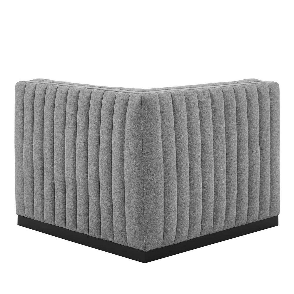 Conjure Channel Tufted Upholstered Fabric Left Corner Chair by Modway| Gray