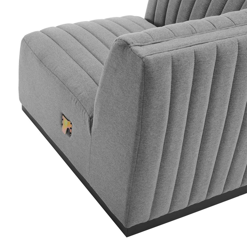 Conjure Channel Tufted Upholstered Fabric Left Corner Chair by Modway| Gray