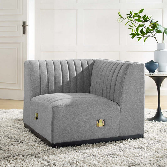 Conjure Channel Tufted Upholstered Fabric Left Corner Chair by Modway| Gray