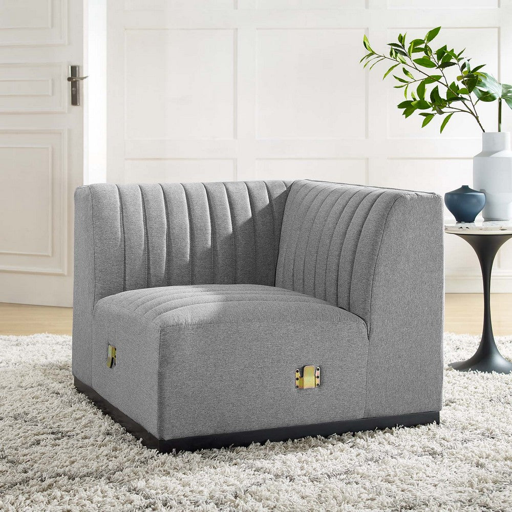 Conjure Channel Tufted Upholstered Fabric Left Corner Chair by Modway| Gray