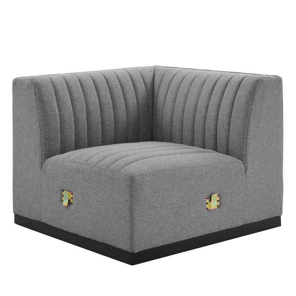 Conjure Channel Tufted Upholstered Fabric Left Corner Chair by Modway| Gray