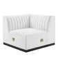 Modway Conjure Channel Tufted Fabric Upholstered Sectional Sofa Left Corner Chair in Black White