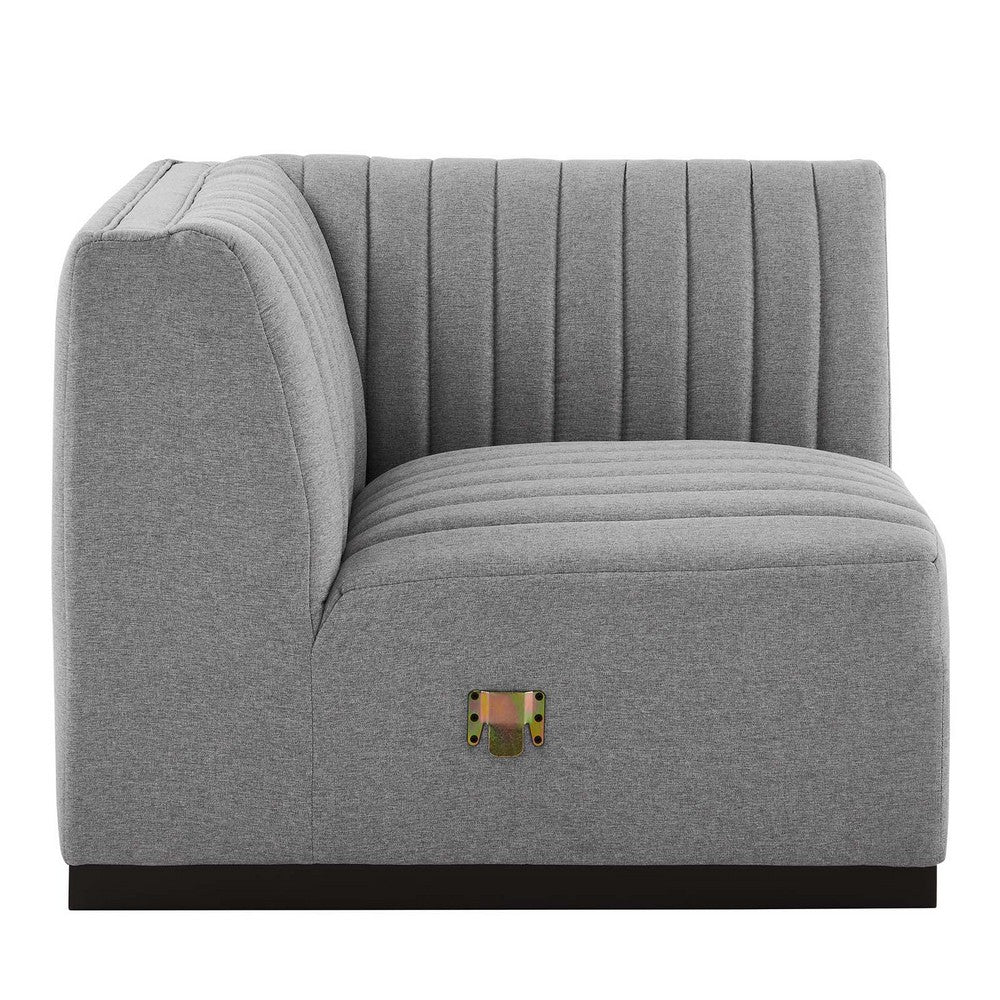 Conjure Channel Tufted Upholstered Fabric Right Corner Chair by Modway| Gray