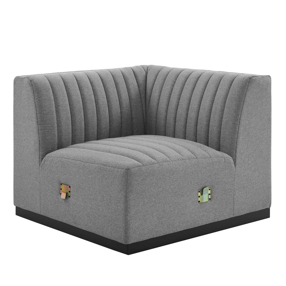 Conjure Channel Tufted Upholstered Fabric Right Corner Chair by Modway| Gray