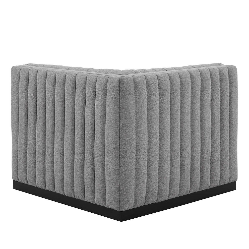 Conjure Channel Tufted Upholstered Fabric Right Corner Chair by Modway| Gray