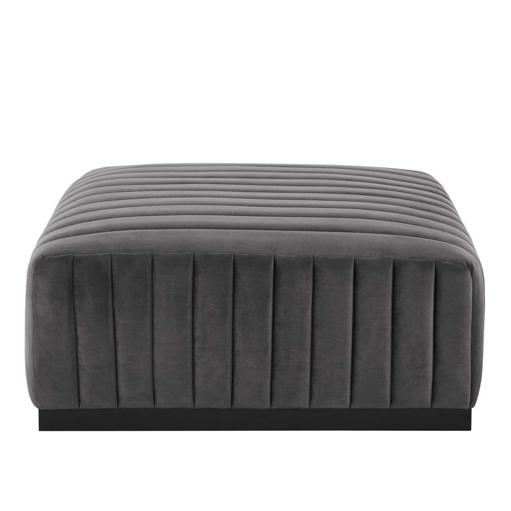 Modway Conjure Channel Tufted Upholstered Performance Velvet Ottoman in Black Gray MDY-EEI-5500-BLK-GRY