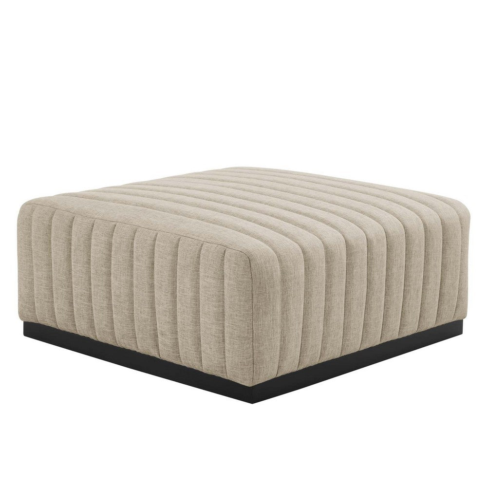 Conjure Channel Tufted Upholstered Fabric Ottoman  - No Shipping Charges