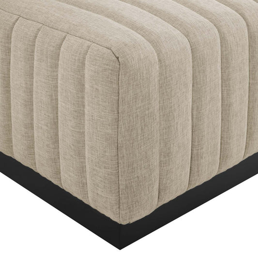 Conjure Channel Tufted Upholstered Fabric Ottoman  - No Shipping Charges