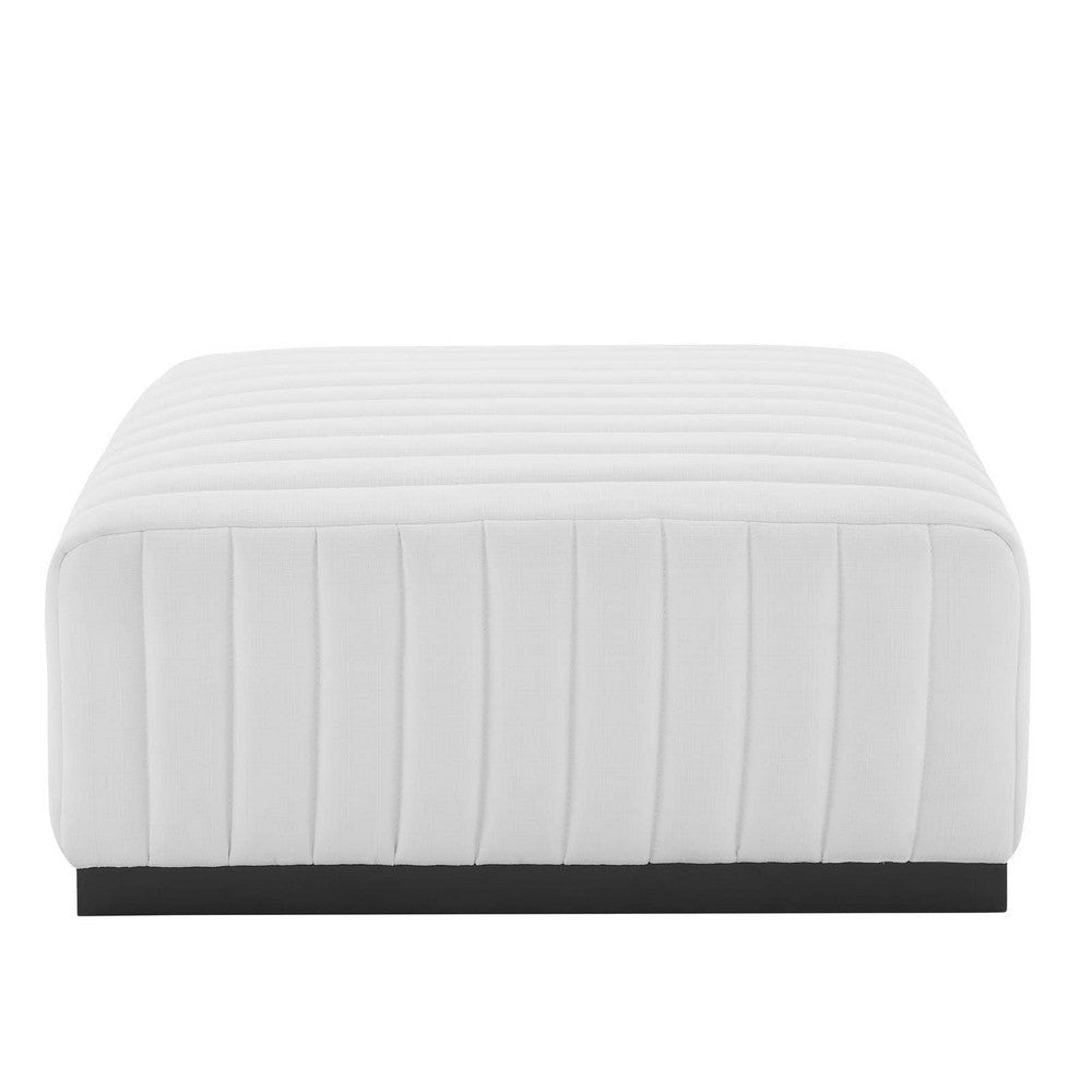 Modway Conjure Modern Channel Tufted Fabric Upholstered Ottoman in White MDY-EEI-5501-BLK-WHI