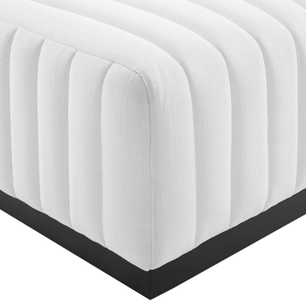 Modway Conjure Modern Channel Tufted Fabric Upholstered Ottoman in White MDY-EEI-5501-BLK-WHI