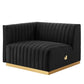 Modway Conjure Channel Tufted Upholstered Performance Velvet Sectional Sofa Left-Arm Chair in Gold Black