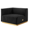 Modway Conjure Channel Tufted Upholstered Performance Velvet Sectional Sofa Left-Arm Chair in Gold Black