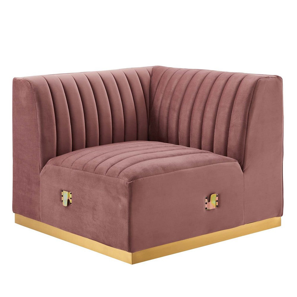 Conjure Channel Tufted Performance Velvet Left Corner Chair by Modway| Red