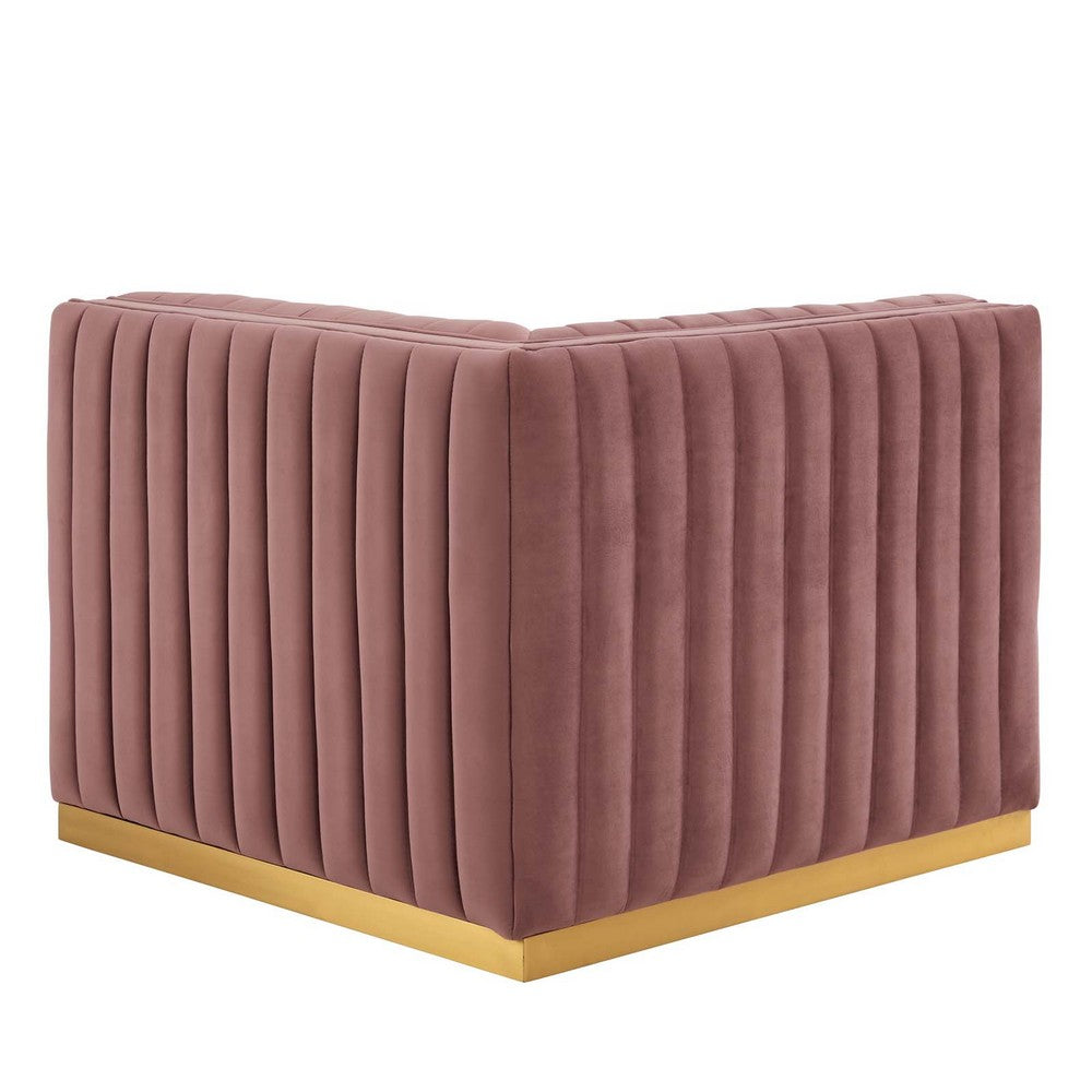 Conjure Channel Tufted Performance Velvet Left Corner Chair by Modway| Red