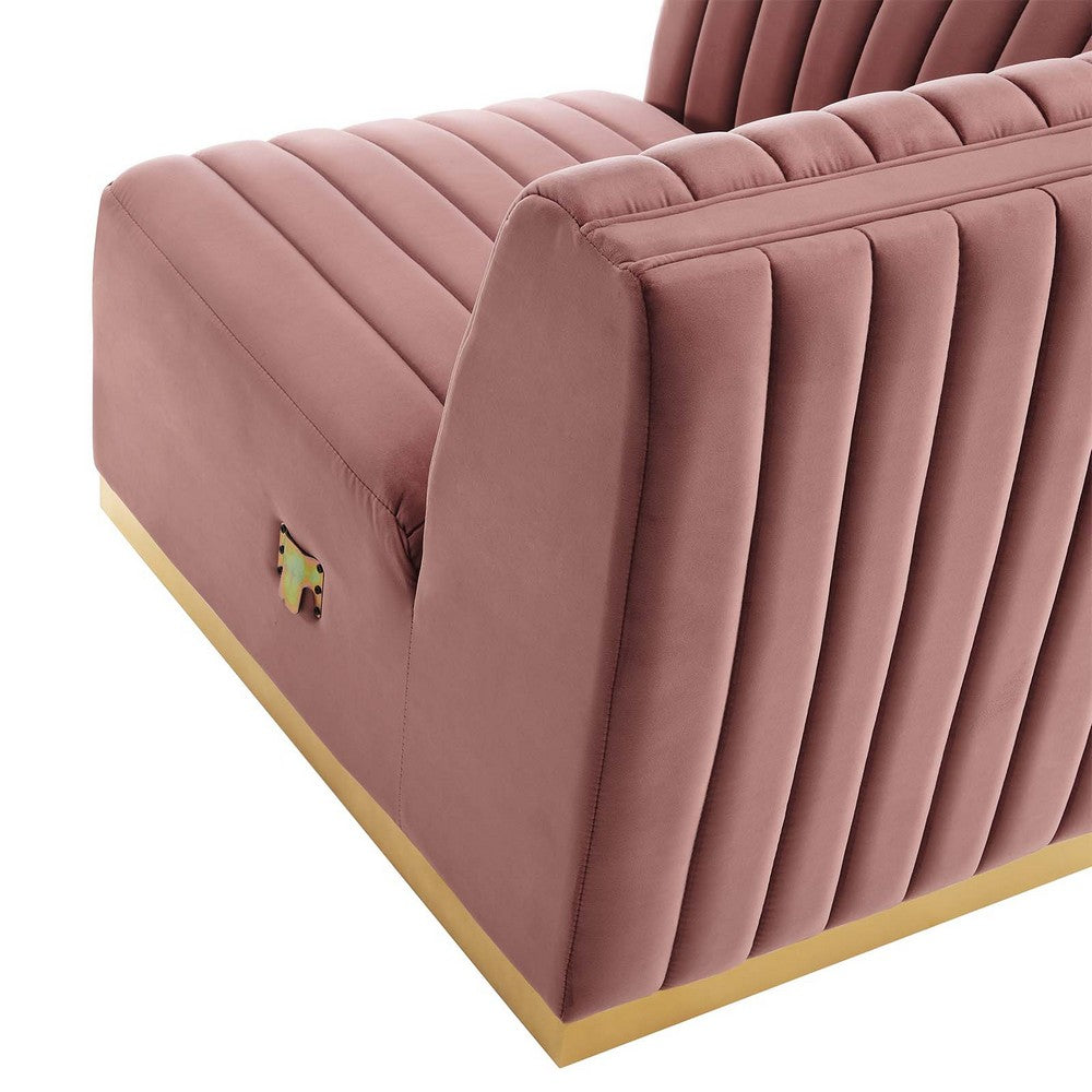Conjure Channel Tufted Performance Velvet Left Corner Chair by Modway| Red