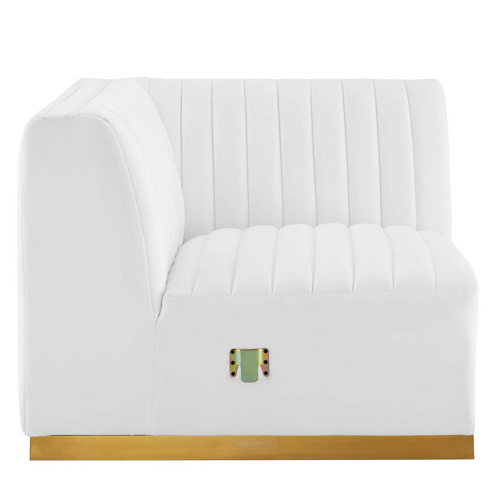 Conjure Channel Tufted Performance Velvet Left Corner Chair by Modway| White