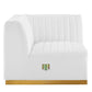 Modway Conjure Channel Tufted Upholstered Performance Velvet Sectional Sofa Left Corner Chair Gold White MDY-EEI-5505-GLD-WHI