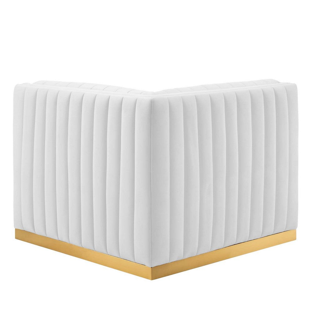 Conjure Channel Tufted Performance Velvet Left Corner Chair by Modway| White