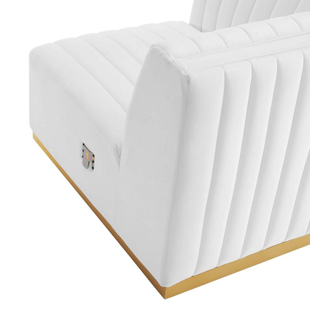 Conjure Channel Tufted Performance Velvet Left Corner Chair by Modway| White