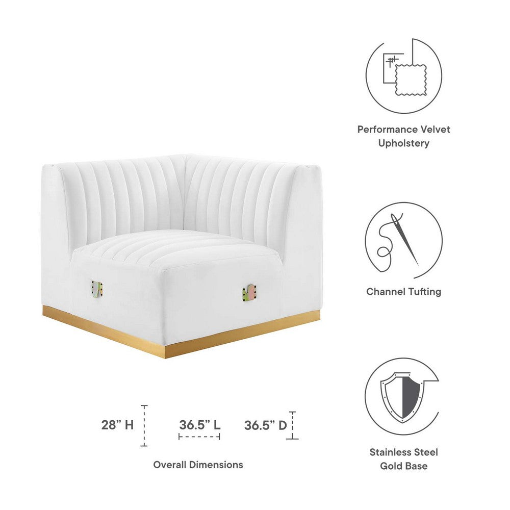 Conjure Channel Tufted Performance Velvet Left Corner Chair by Modway| White