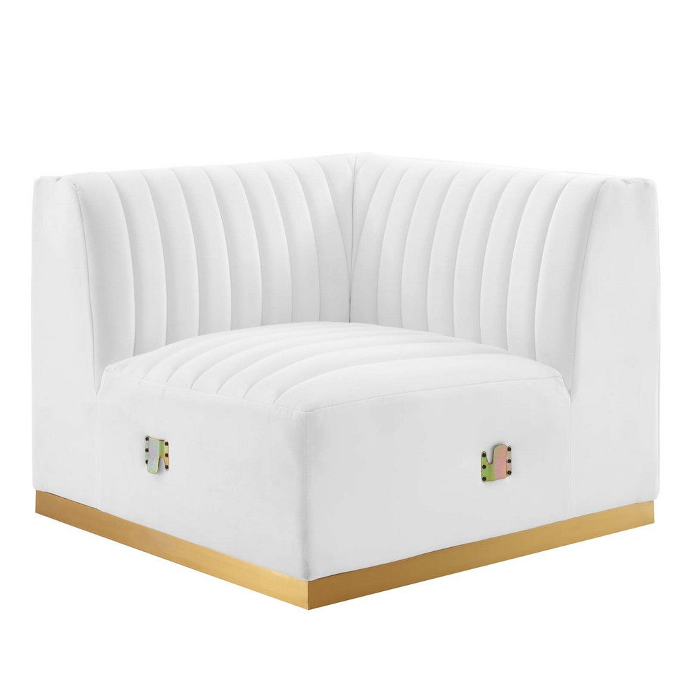 Conjure Channel Tufted Performance Velvet Left Corner Chair by Modway| White