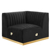 Modway Conjure Channel Tufted Upholstered Performance Velvet Sectional Sofa Right Corner Chair in Gold Black