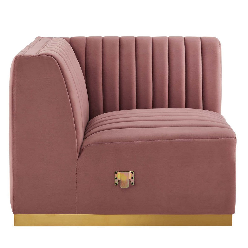 Conjure Channel Tufted Performance Velvet Right Corner Chair by Modway| Red