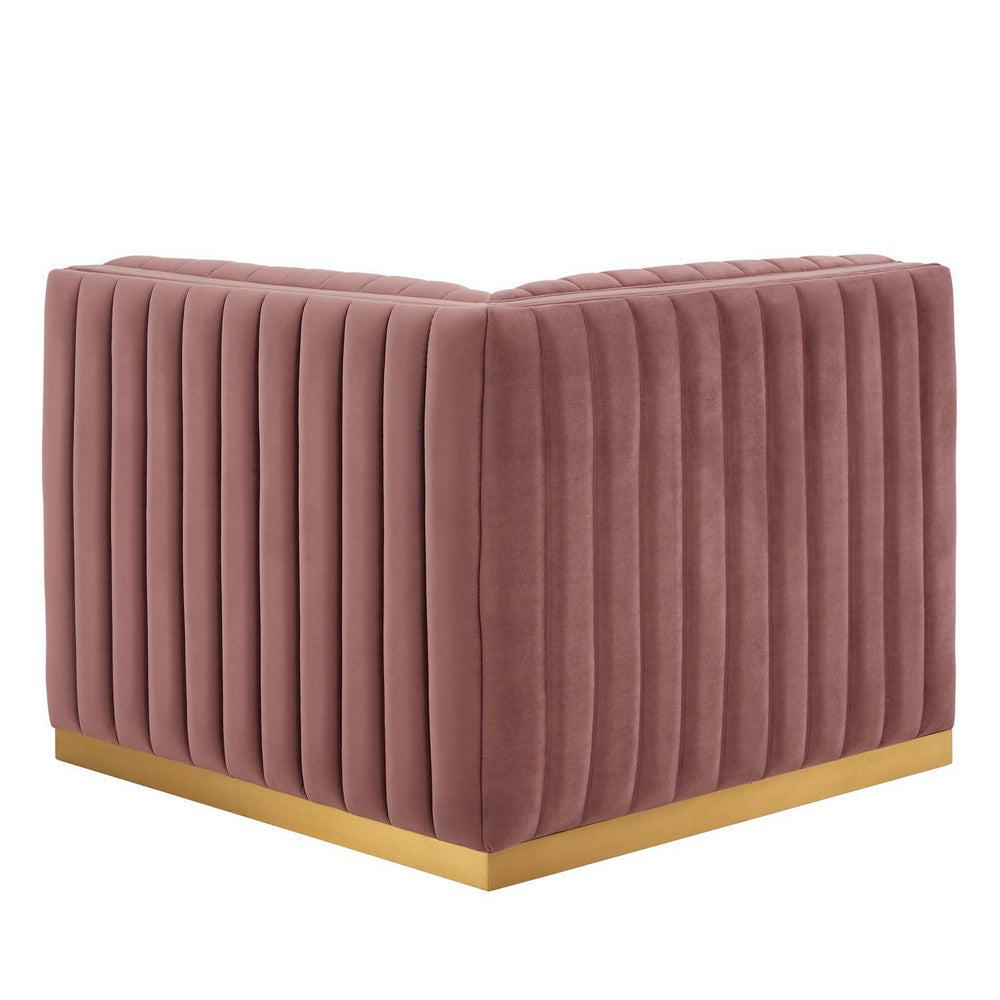 Conjure Channel Tufted Performance Velvet Right Corner Chair by Modway| Red