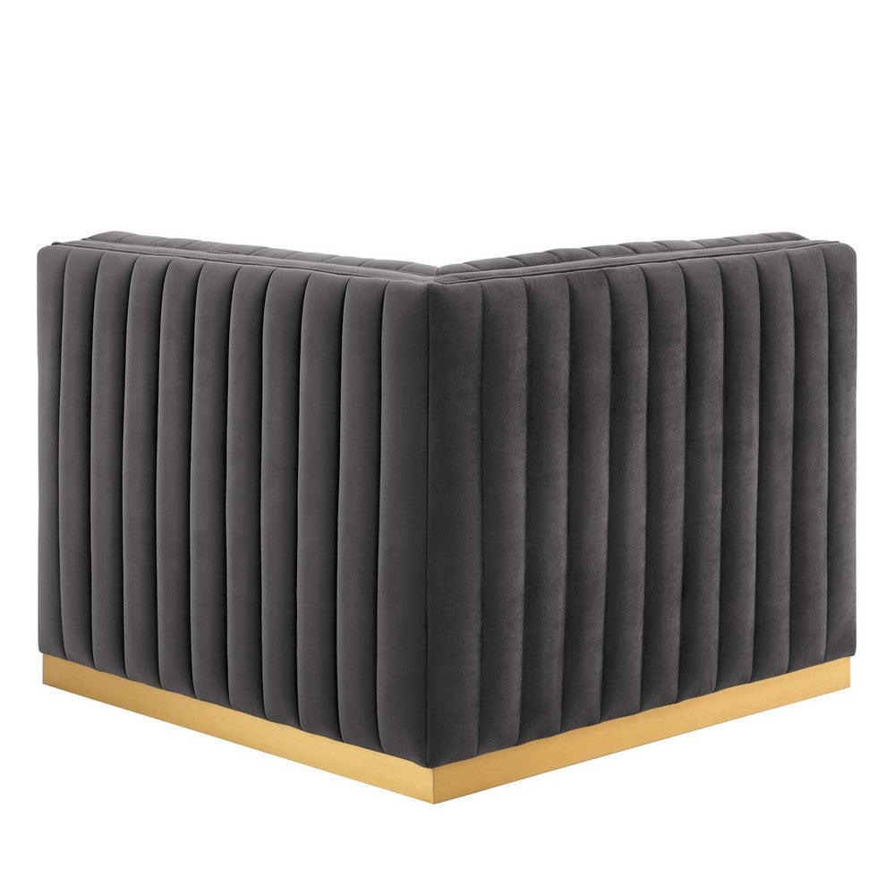 Conjure Channel Tufted Performance Velvet Right Corner Chair by Modway| Gray