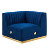 Modway Conjure Channel Tufted Performance Velvet Right Corner Chair in Gold/Navy