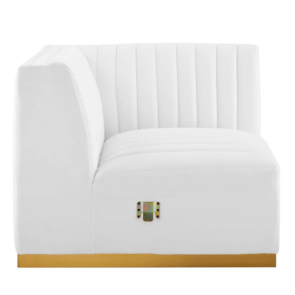 Conjure Channel Tufted Performance Velvet Right Corner Chair by Modway| White