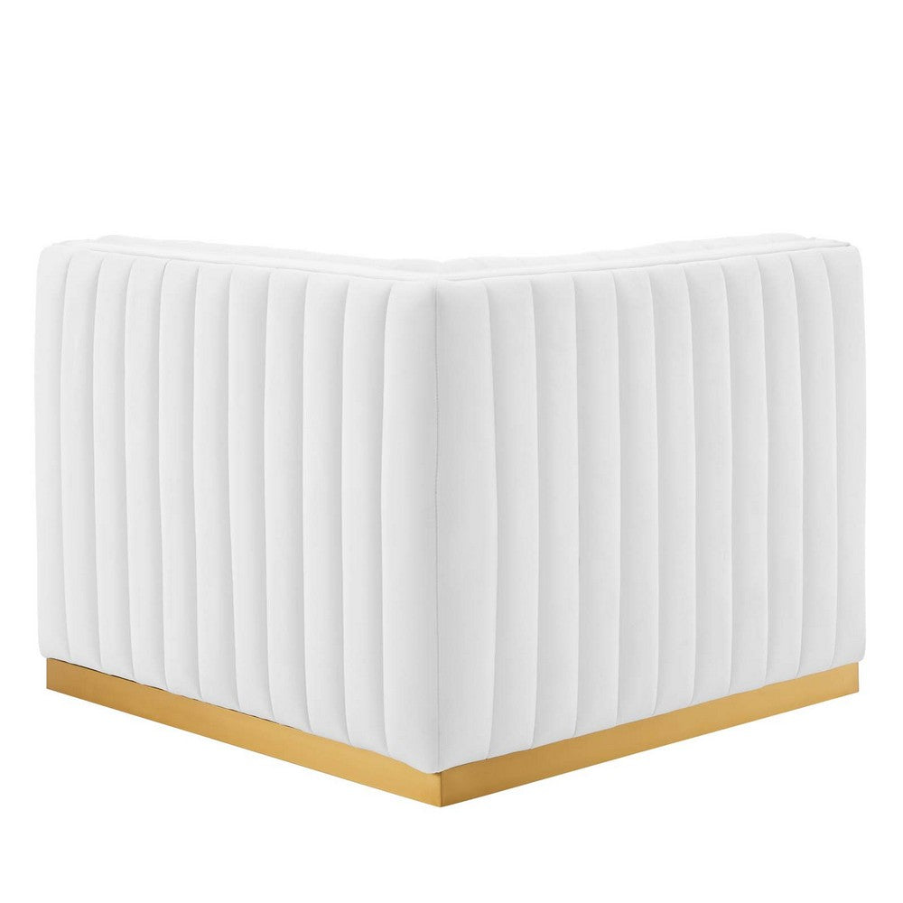 Conjure Channel Tufted Performance Velvet Right Corner Chair by Modway| White