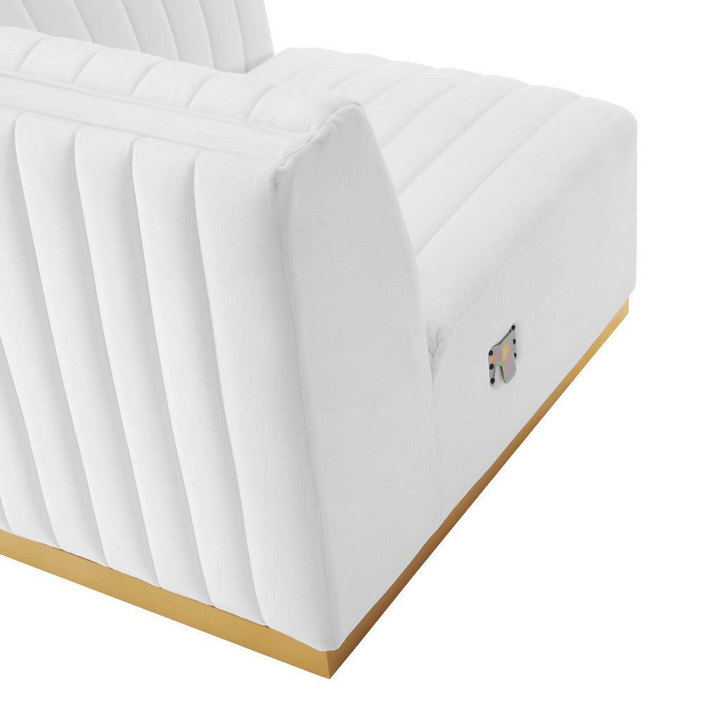 Conjure Channel Tufted Performance Velvet Right Corner Chair by Modway| White