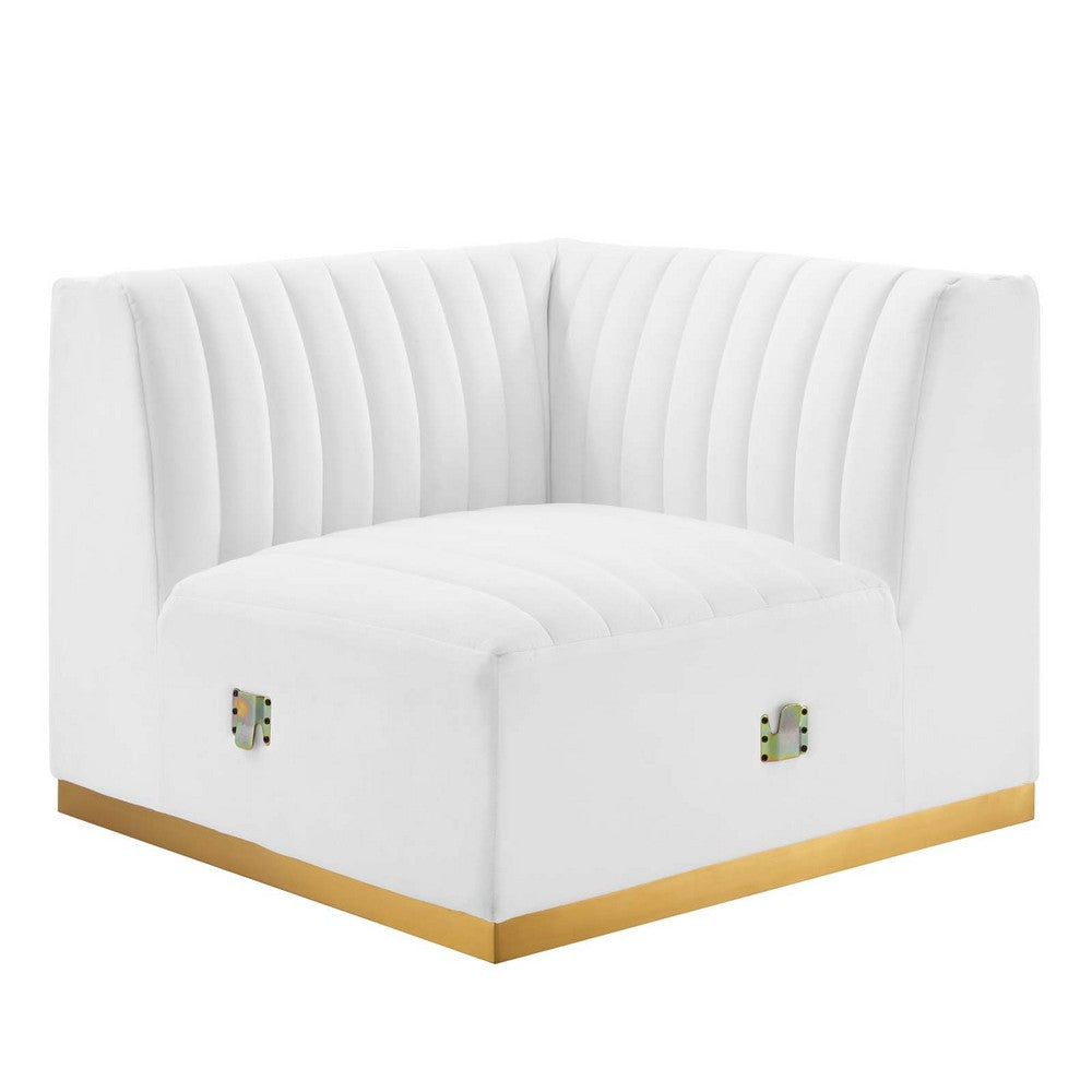 Conjure Channel Tufted Performance Velvet Right Corner Chair by Modway| White