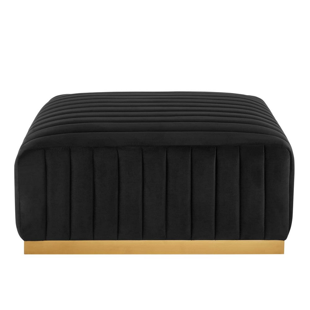 Conjure Channel Tufted Performance Velvet Ottoman - No Shipping Charges