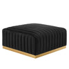 Conjure Channel Tufted Performance Velvet Ottoman - No Shipping Charges